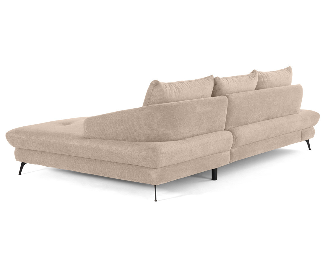 Canapé d'angle droit 4 places convertible avec coffre en tissu texturé Ninon