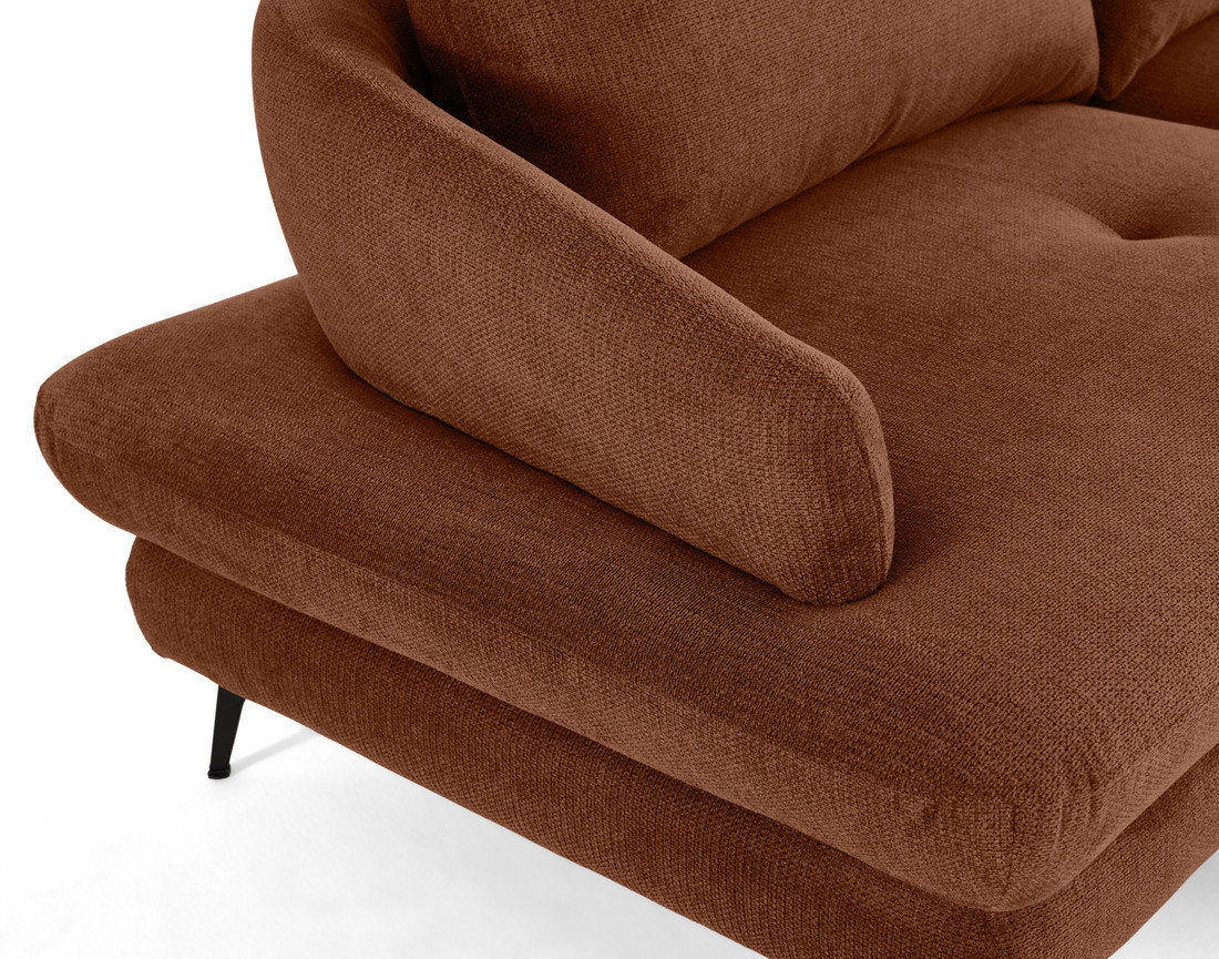 Canapé d'angle droit 4 places convertible avec coffre en tissu texturé Ninon