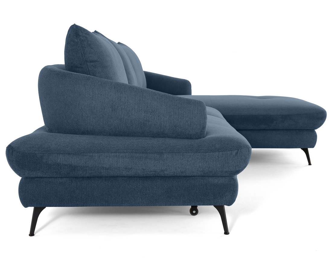 Canapé d'angle droit 4 places convertible avec coffre en tissu texturé Ninon