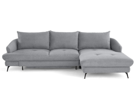 Canapé d'angle droit 4 places convertible avec coffre en tissu texturé Ninon