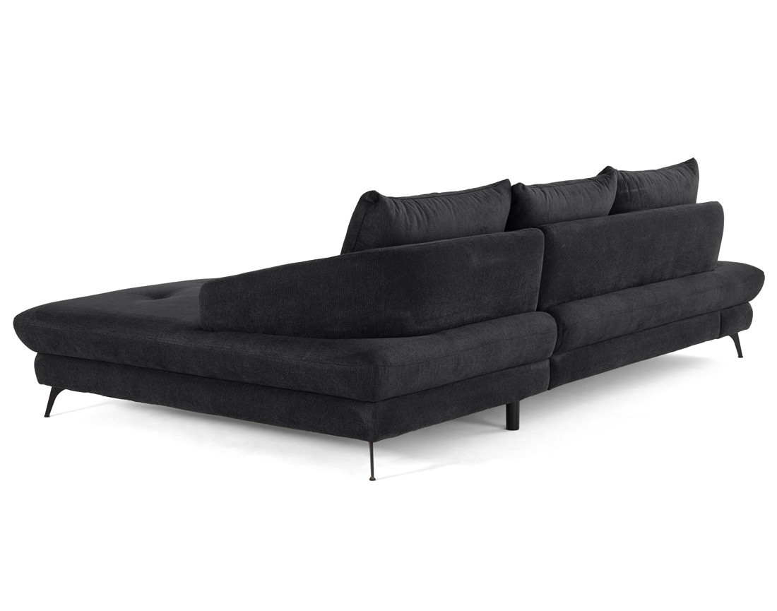 Canapé d'angle droit 4 places convertible avec coffre en tissu texturé Ninon