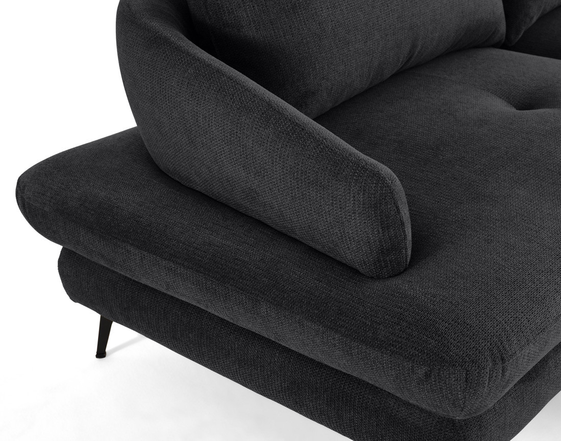 Canapé d'angle droit 4 places convertible avec coffre en tissu texturé Ninon