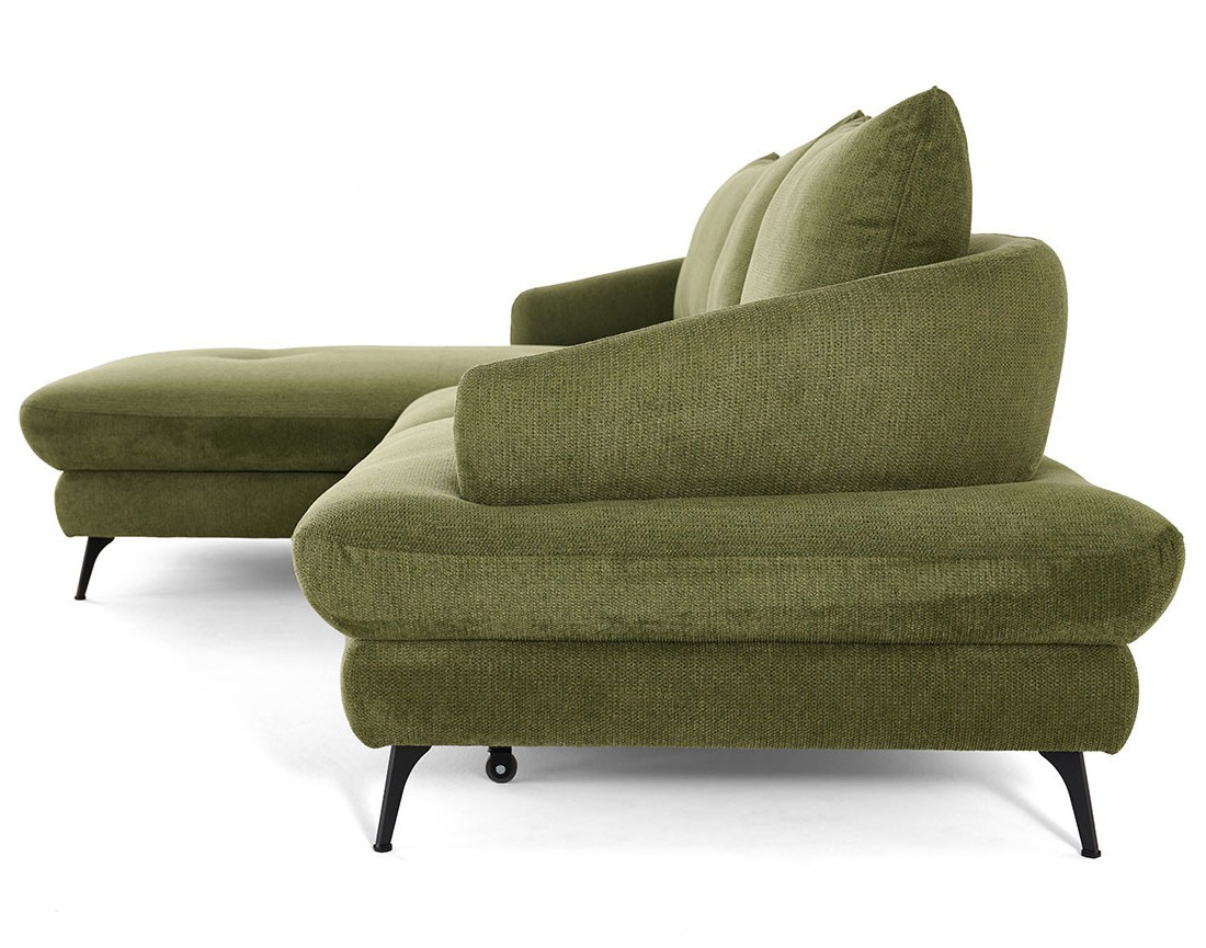 Canapé d'angle gauche 4 places convertible avec coffre en tissu texturé Ninon