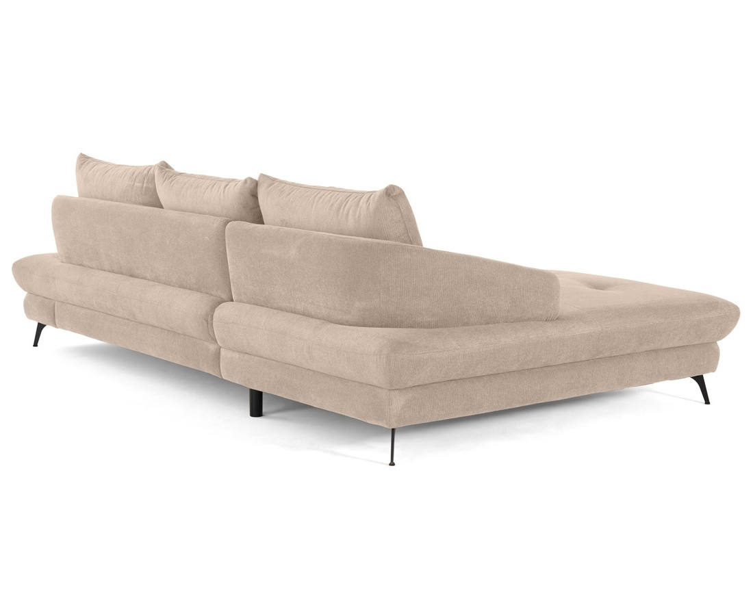 Canapé d'angle gauche 4 places convertible avec coffre en tissu texturé Ninon