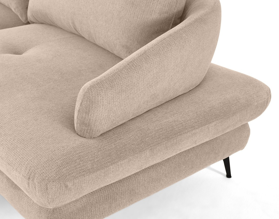 Canapé d'angle gauche 4 places convertible avec coffre en tissu texturé Ninon