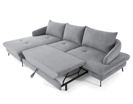 Canapé d'angle gauche 4 places convertible avec coffre en tissu texturé Ninon