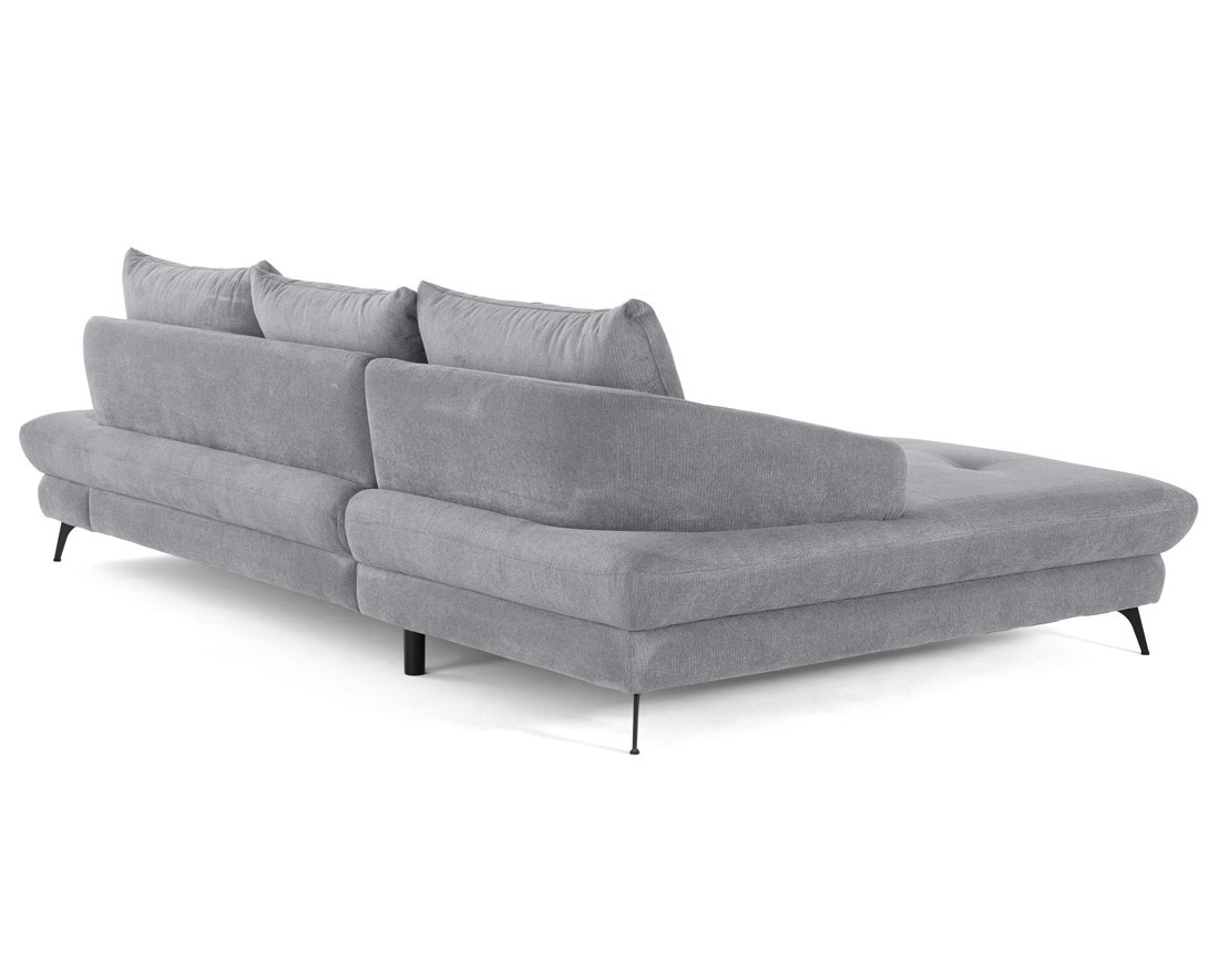Canapé d'angle gauche 4 places convertible avec coffre en tissu texturé Ninon
