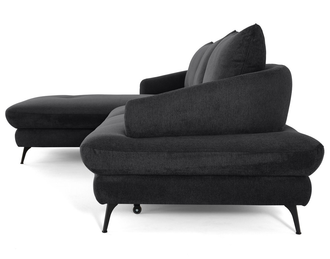 Canapé d'angle gauche 4 places convertible avec coffre en tissu texturé Ninon