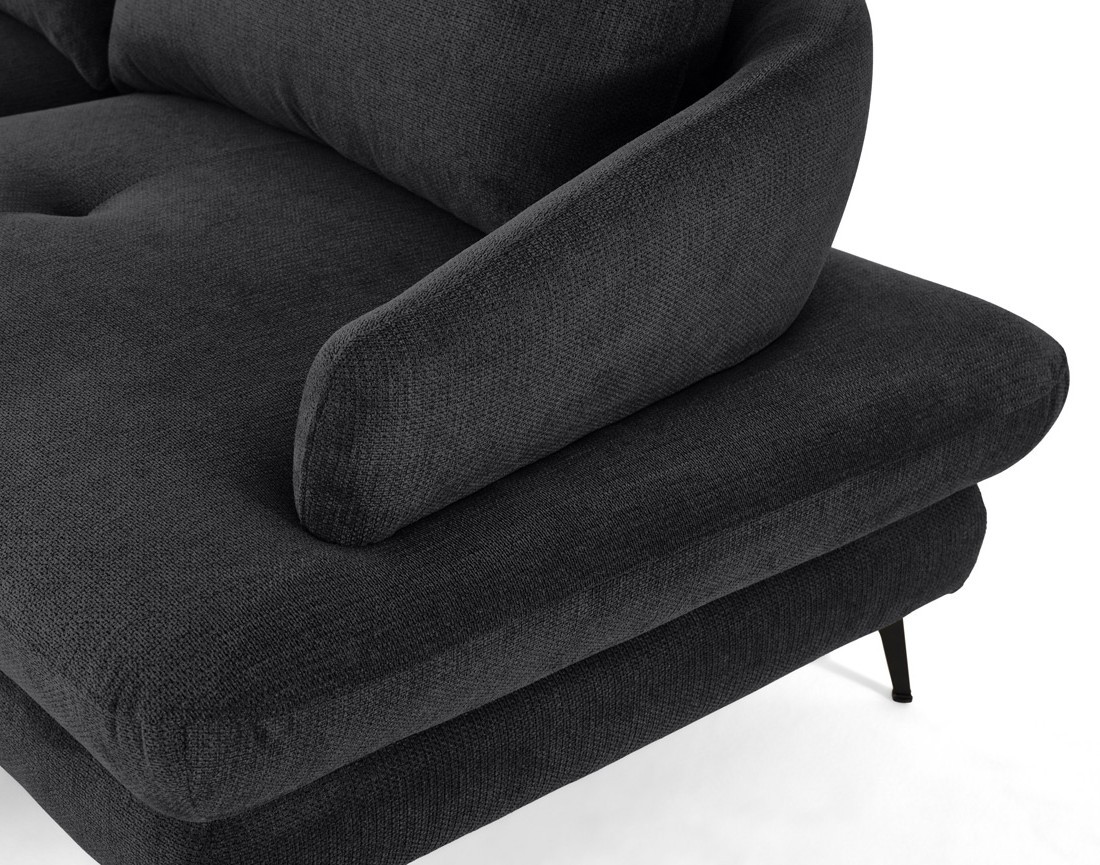 Canapé d'angle gauche 4 places convertible avec coffre en tissu texturé Ninon