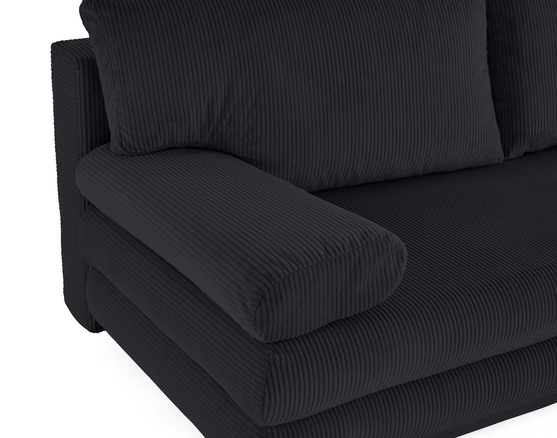 Canapé droit 3 places convertible avec coffre en velours côtelé Elton