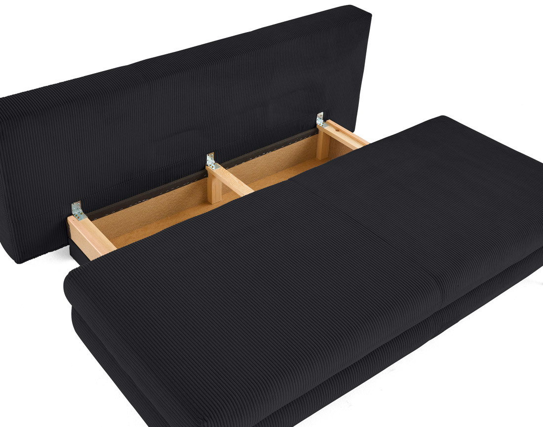 Canapé droit 3 places convertible avec coffre en velours côtelé Elton