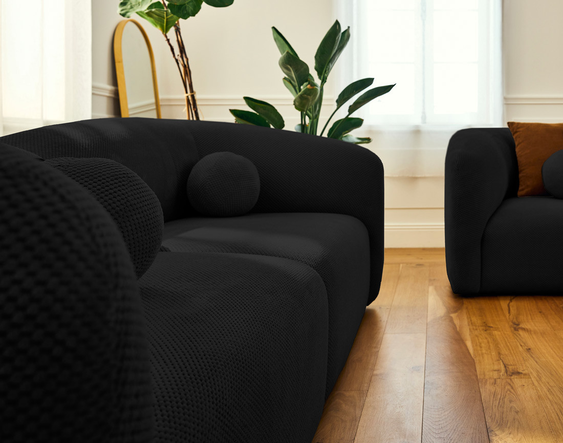 Canapé droit 2 places en velours texturé Charles