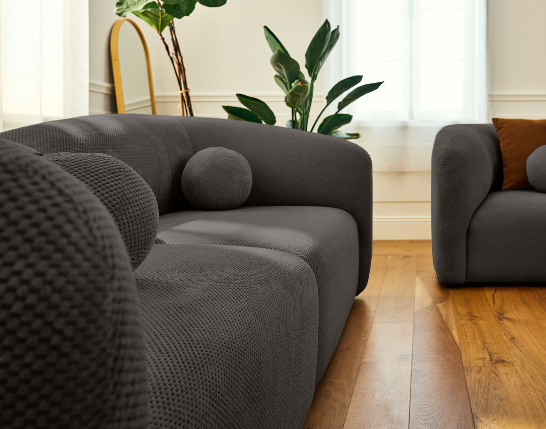 Canapé droit 2 places en velours texturé Charles