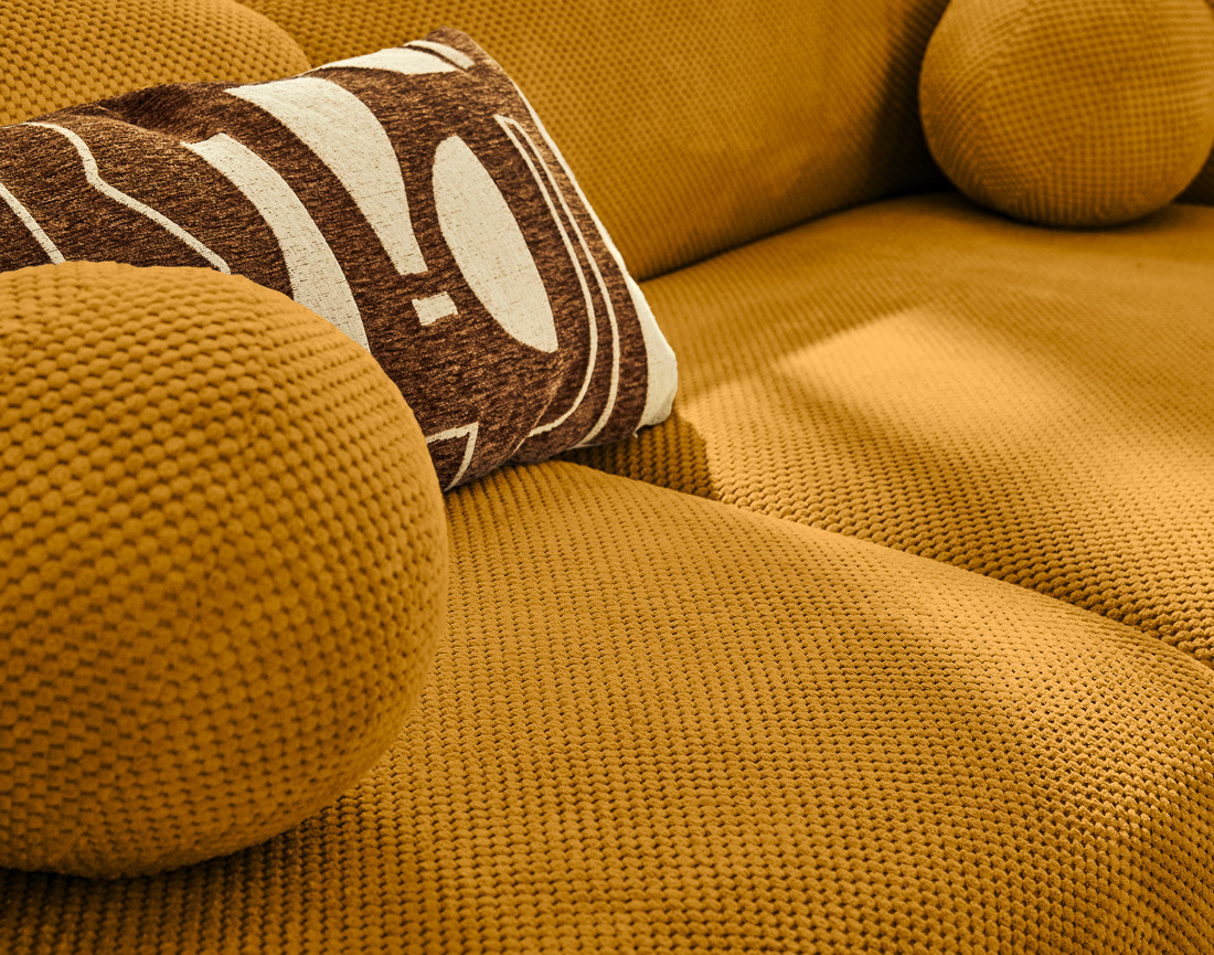 Canapé droit 4 places en velours texturé Charles