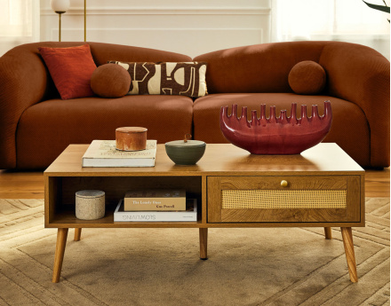 Canapé droit 4 places en velours texturé Charles