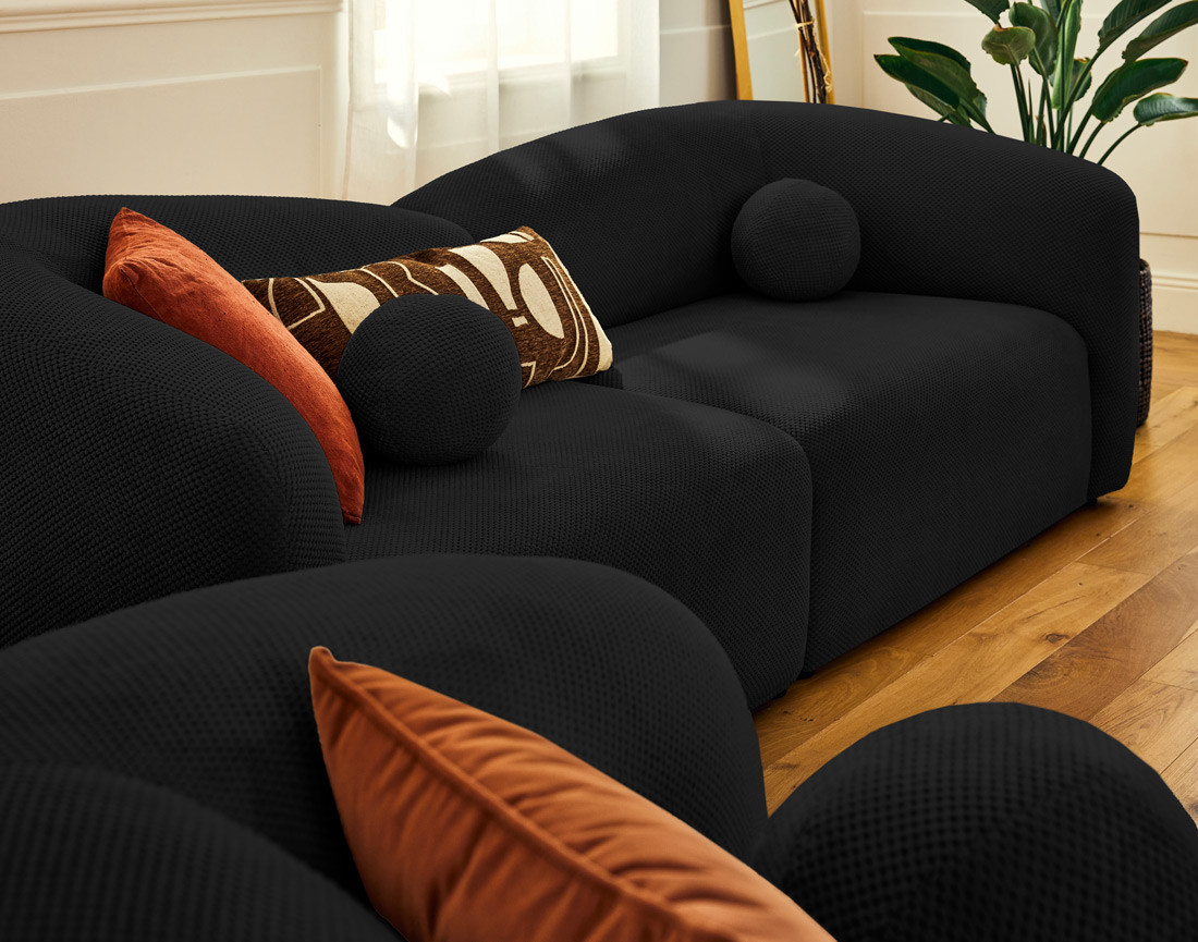 Canapé droit 4 places en velours texturé Charles