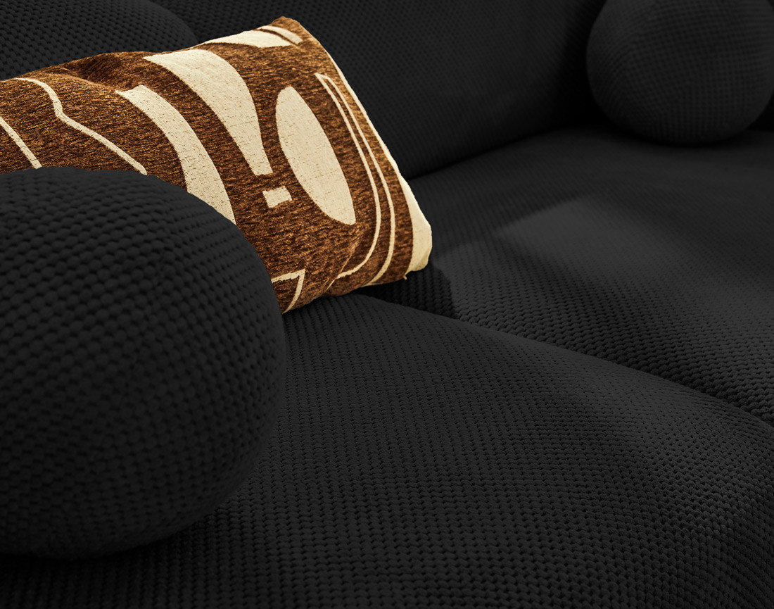 Canapé droit 4 places en velours texturé Charles