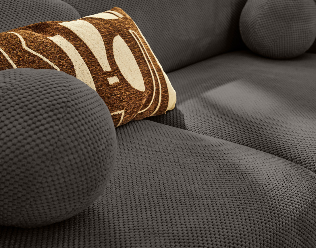 Canapé droit 4 places en velours texturé Charles