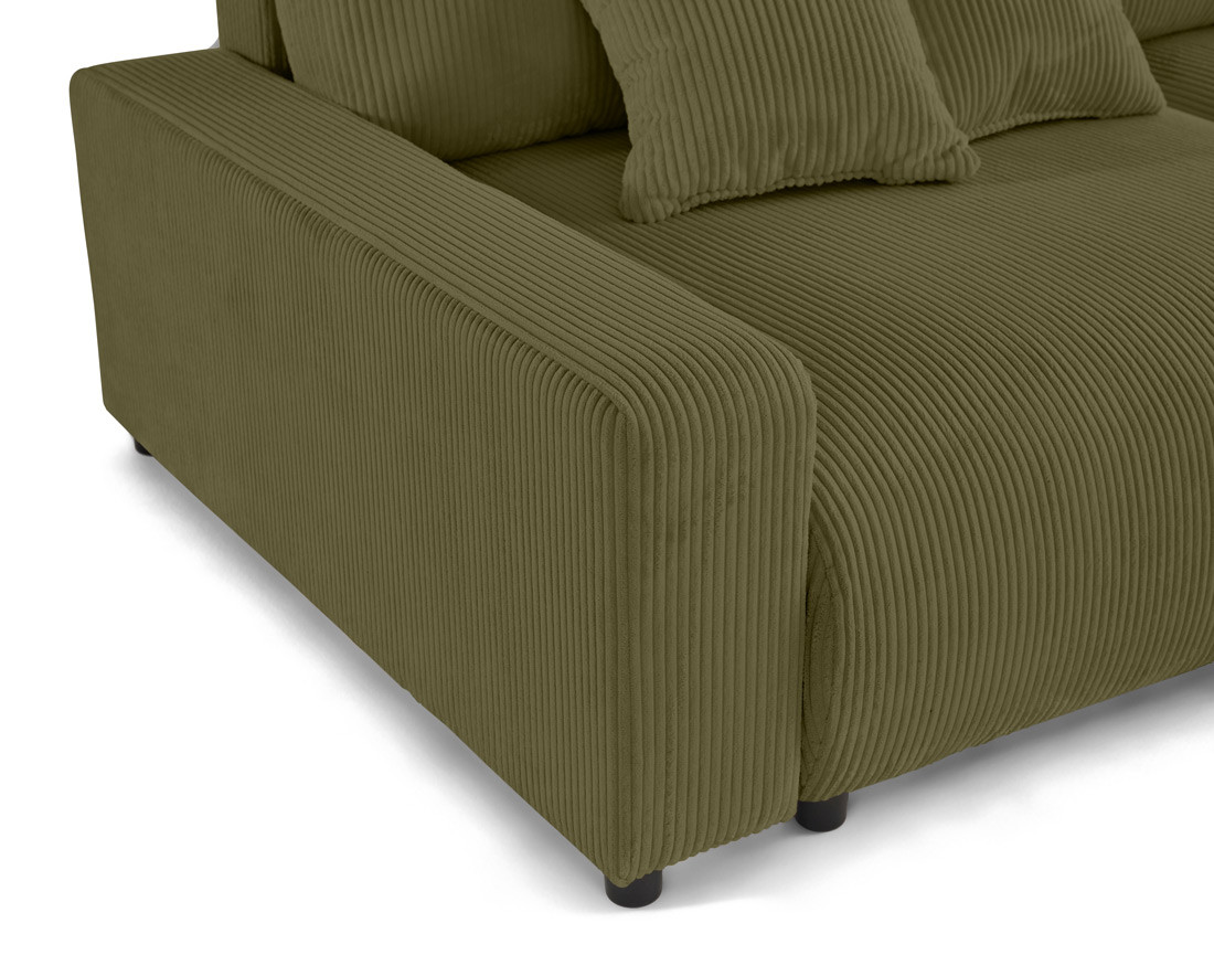 Canapé d'angle réversible 4 places convertible avec deux coffres en velours côtelé Pivoine