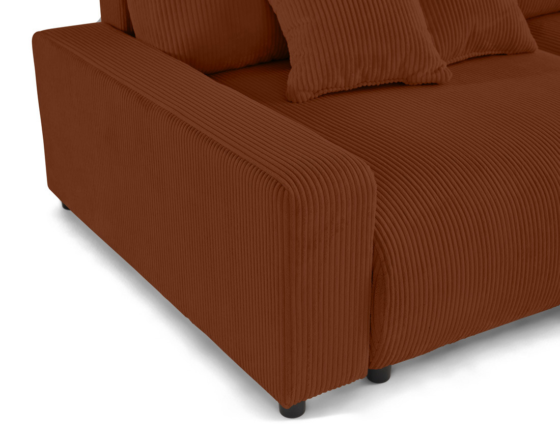 Canapé d'angle réversible 4 places convertible avec deux coffres en velours côtelé Pivoine