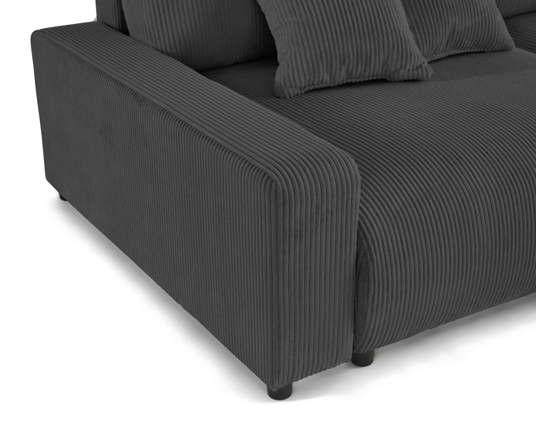 Canapé d'angle réversible 4 places convertible avec deux coffres en velours côtelé Pivoine