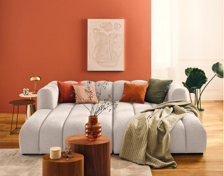 Module d'assise méridienne droit en tissu texturé Debbie