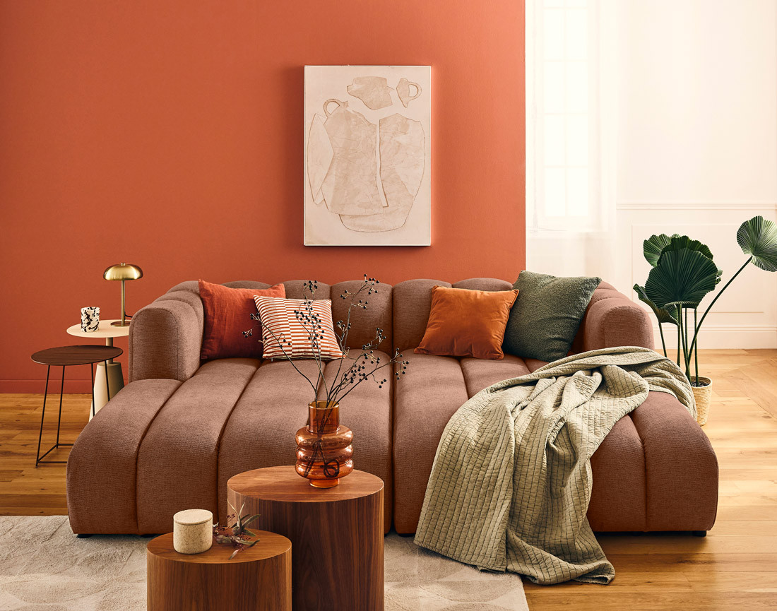 Module d'assise méridienne droit en tissu texturé Debbie