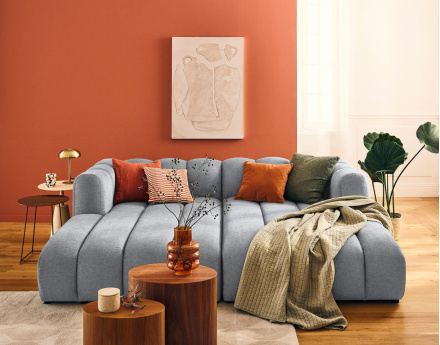 Module d'assise méridienne gauche en tissu texturé Debbie