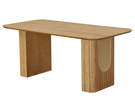 Table à manger bois plaqué chêne et cannage 180 cm Milazzo
