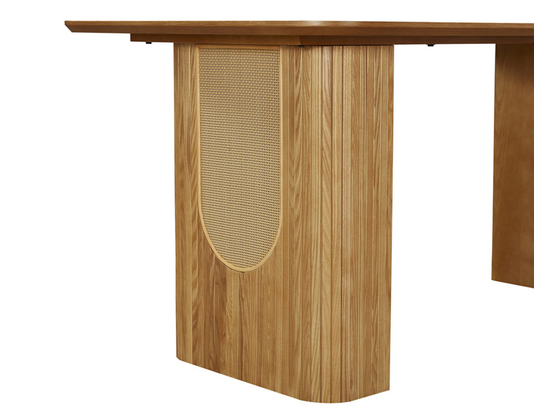 Table à manger bois plaqué chêne et cannage 180 cm Milazzo