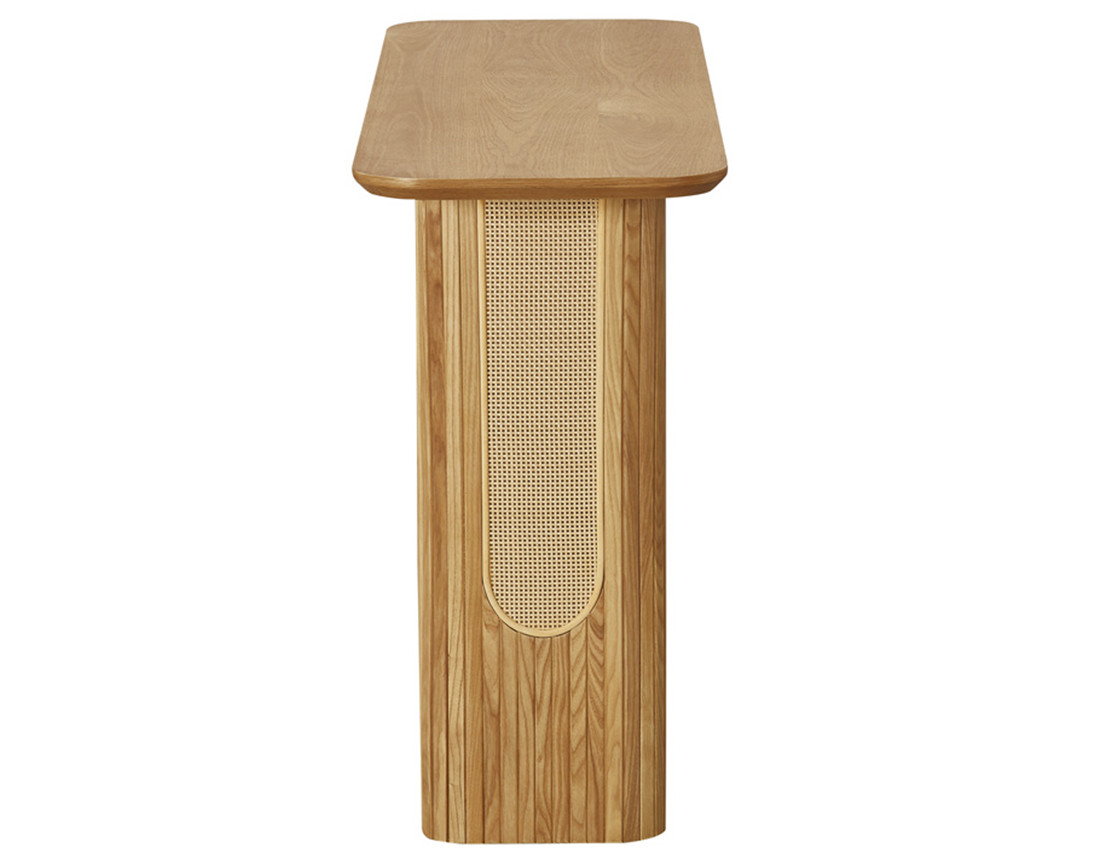 Console bois plaqué chêne et cannage 120 cm Milazzo