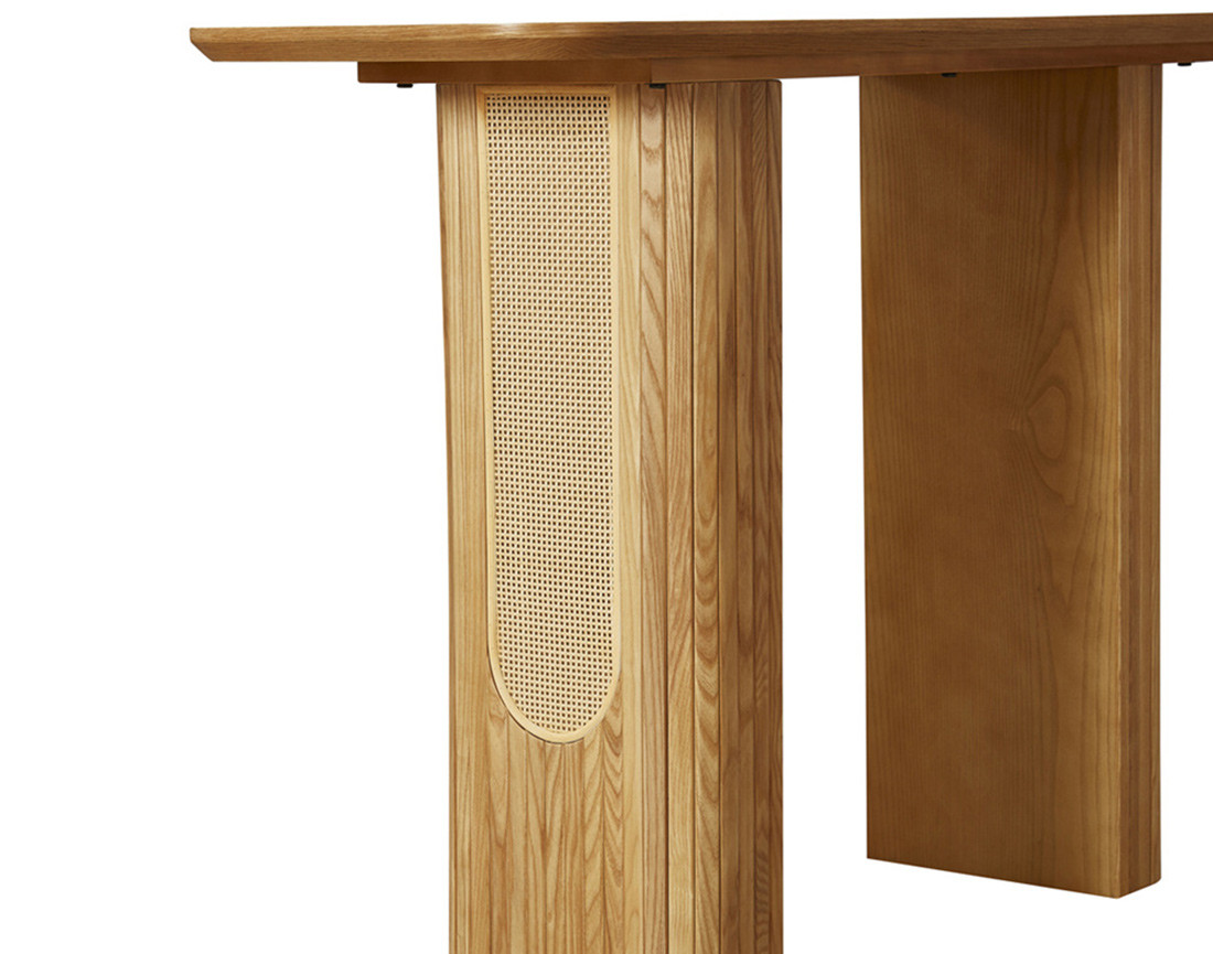 Console bois plaqué chêne et cannage 120 cm Milazzo