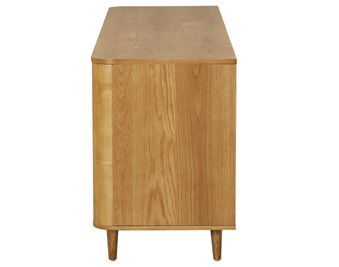 Buffet bas bois plaqué chêne et cannage 176 cm Milazzo