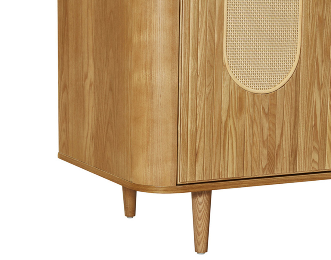 Buffet bas bois plaqué chêne et cannage 176 cm Milazzo