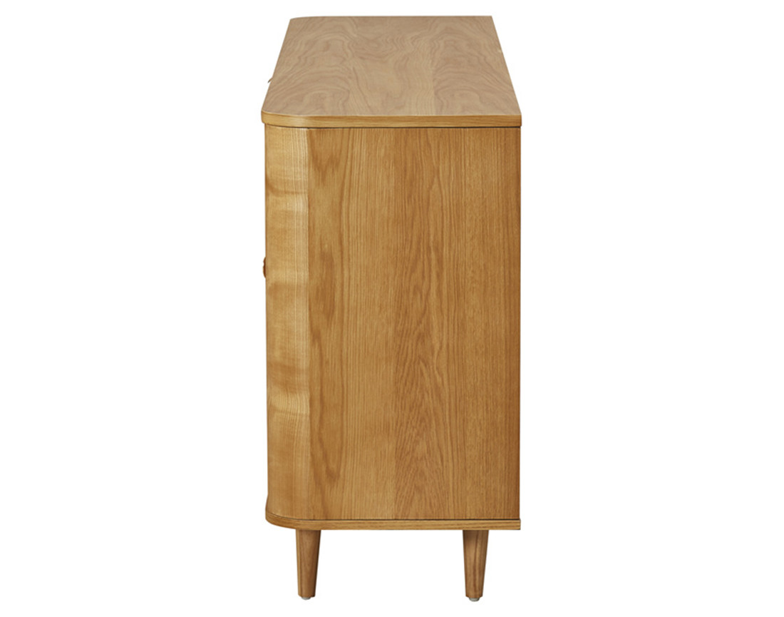 Buffet bas bois plaqué chêne et cannage 3 tiroirs et 2 portes 160 cm Milazzo