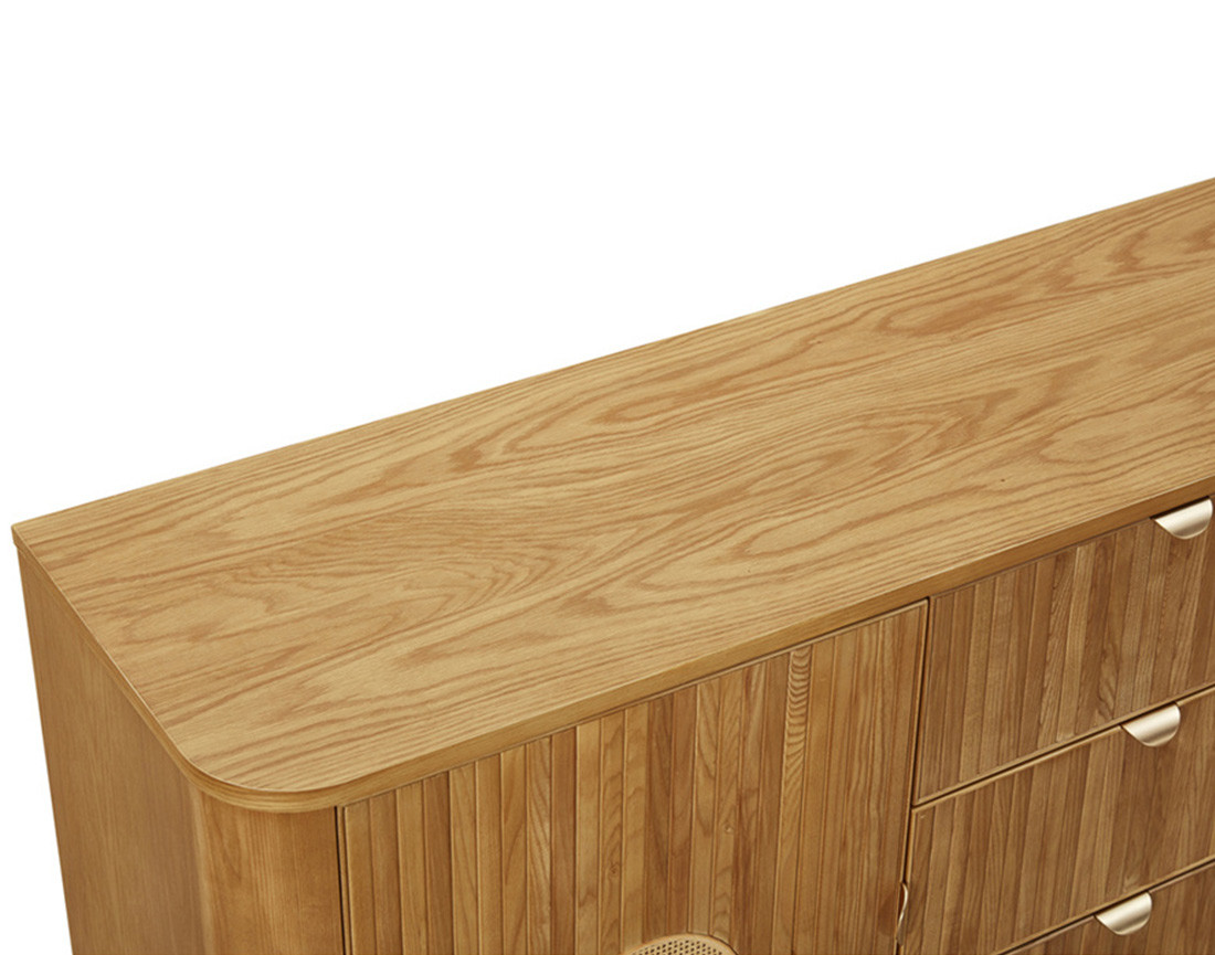 Buffet bas bois plaqué chêne et cannage 160 cm Milazzo