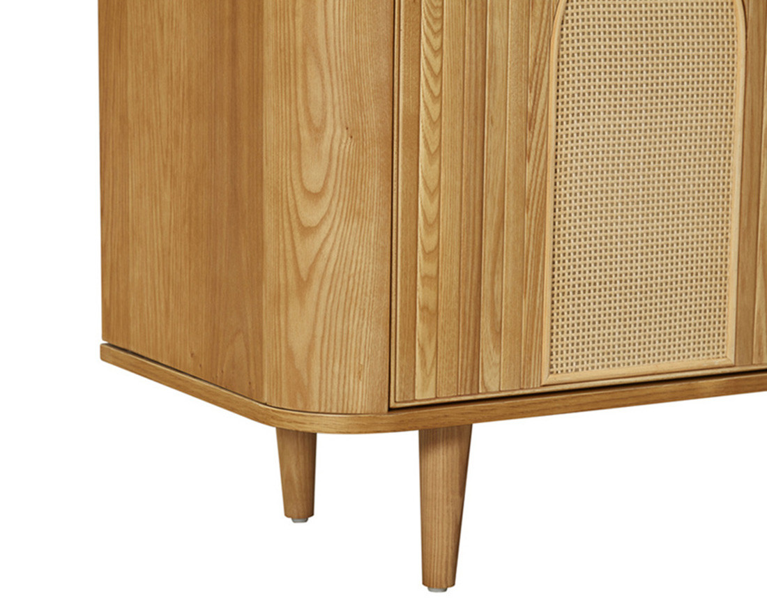 Buffet bas bois plaqué chêne et cannage 3 tiroirs et 2 portes 160 cm Milazzo