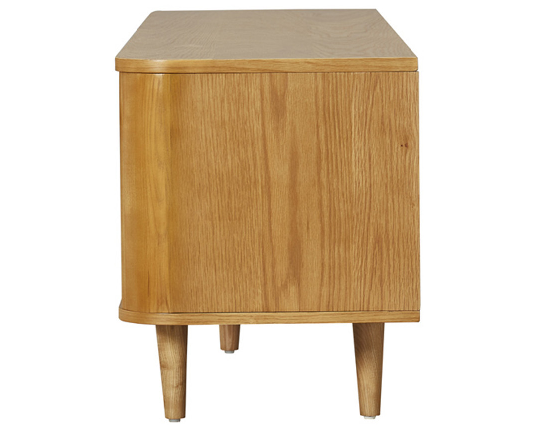 Meuble TV bois plaqué chêne et cannage 180 cm Milazzo