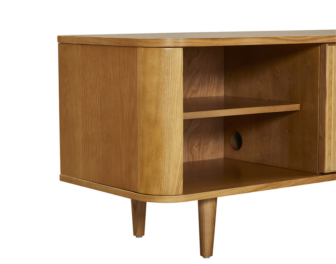 Meuble TV bois plaqué chêne et cannage 180 cm Milazzo