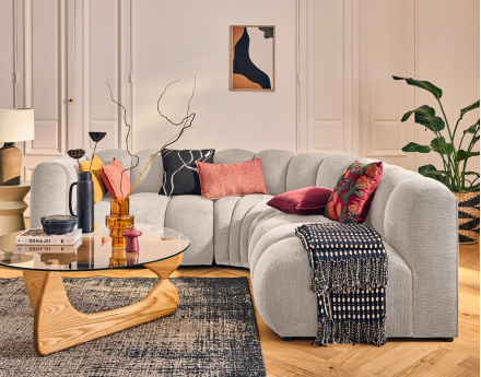 Module d'assise gauche en tissu texturé Debbie