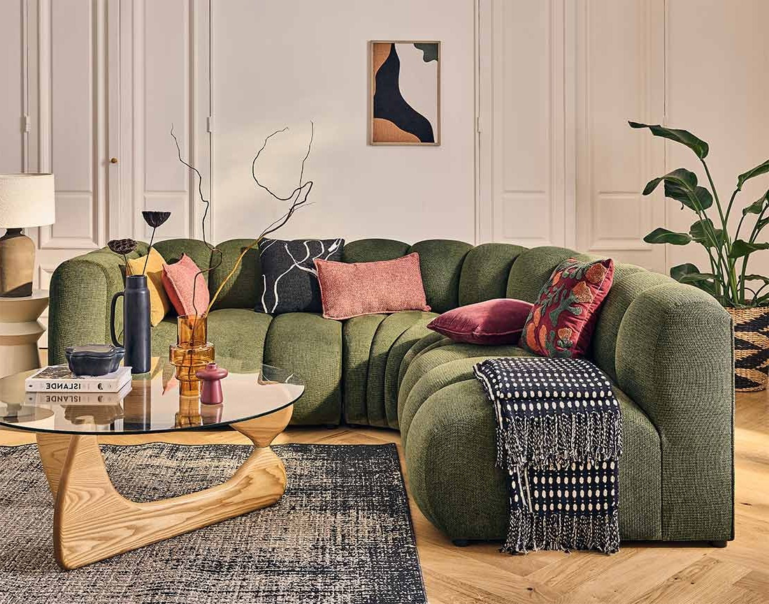 Module d'assise gauche en tissu texturé Debbie