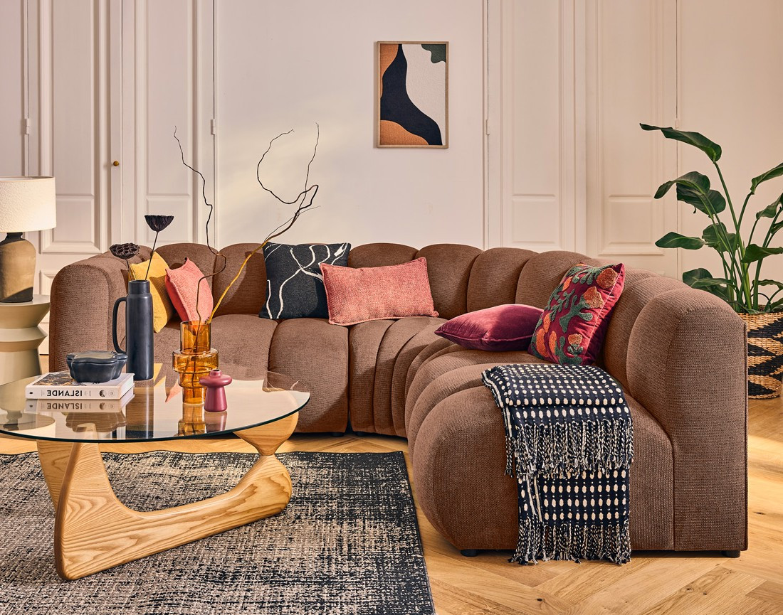 Module d'assise gauche en tissu texturé Debbie