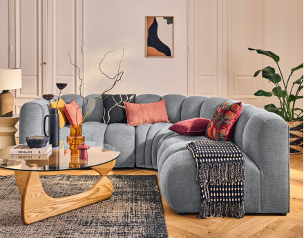 Module d'assise gauche en tissu texturé Debbie