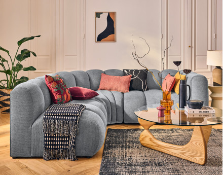 Module d'assise droit en tissu texturé Debbie