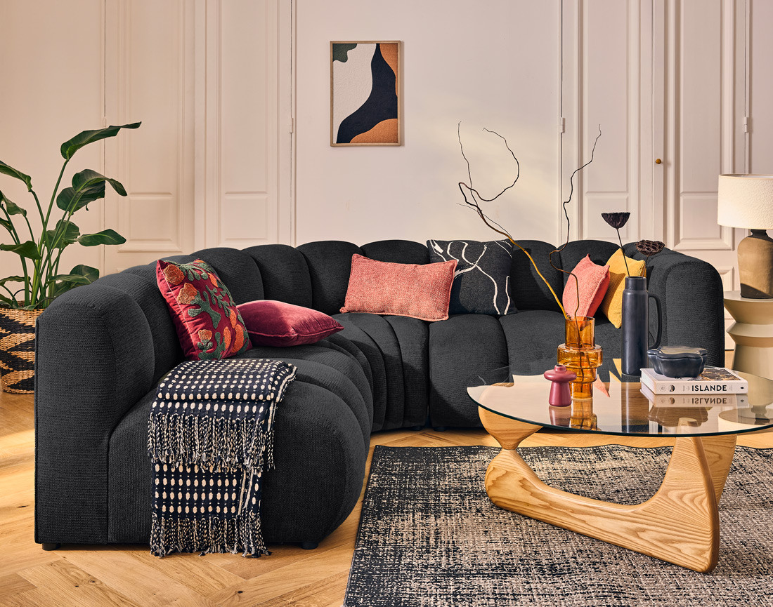 Module d'assise droit en tissu texturé Debbie