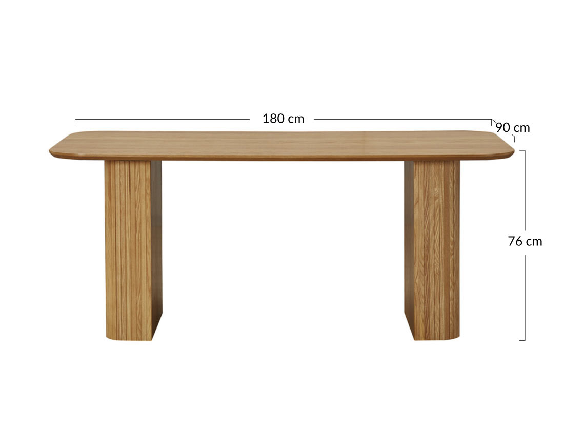 Table à manger bois plaqué chêne et cannage 180 cm Milazzo