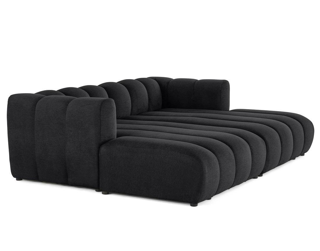 Canapé modulable droit 3 places avec double méridienne - assise profonde - en tissu texturé Debbie