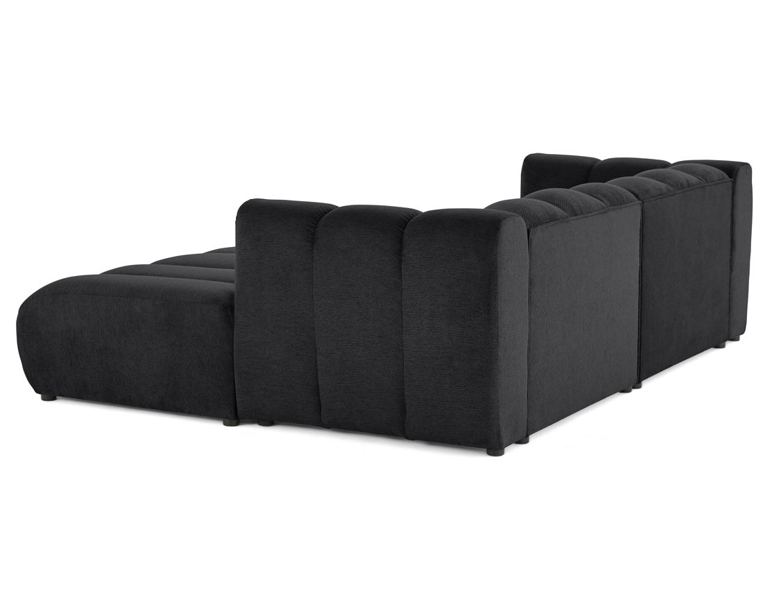 Canapé modulable droit 3 places avec double méridienne - assise profonde - en tissu texturé Debbie