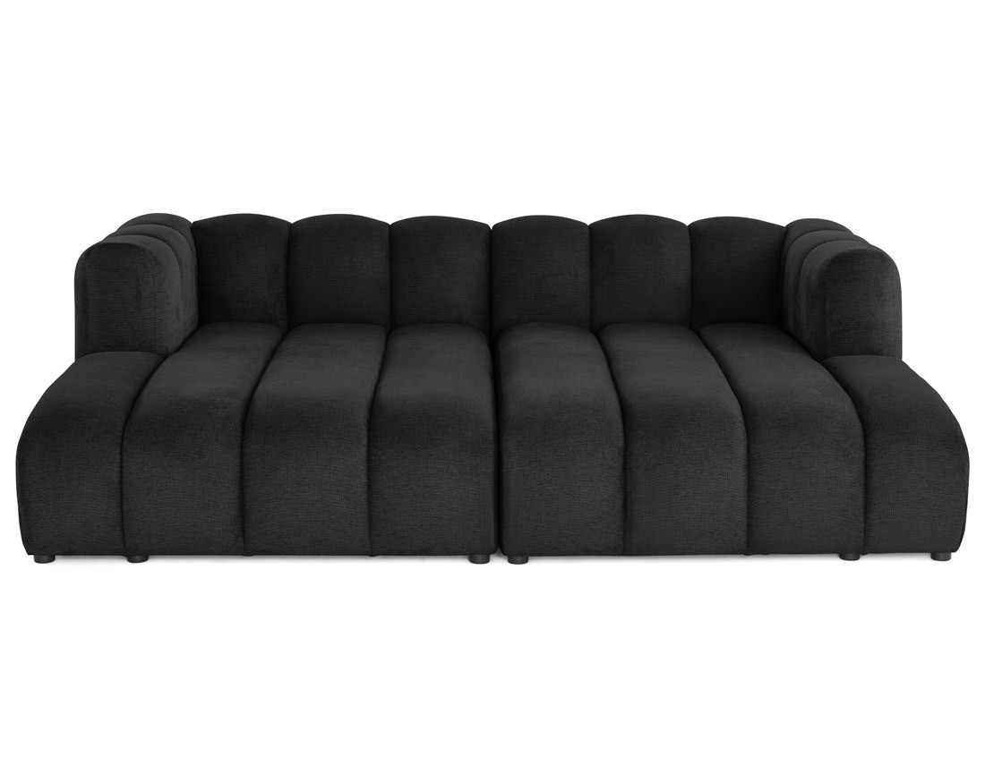 Canapé modulable droit 3 places avec double méridienne - assise profonde - en tissu texturé Debbie