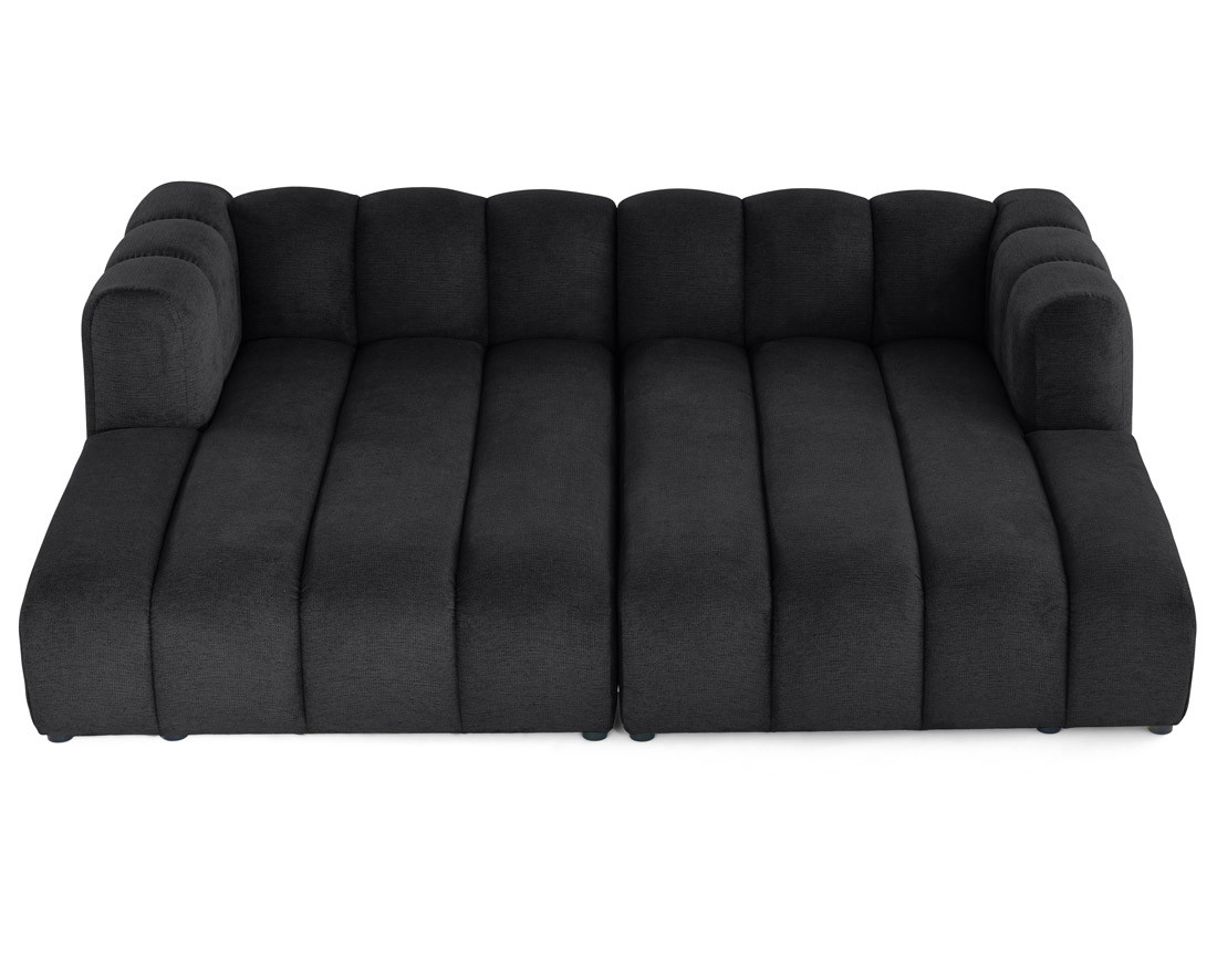 Canapé modulable droit 3 places avec double méridienne - assise profonde - en tissu texturé Debbie